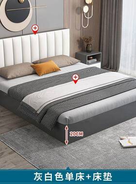 轻奢卧软包型床双人床现代简约单人床板式床VWI经主床落地济床落