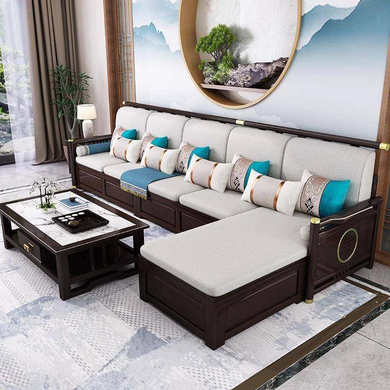 新中式木沙沙606#发组合现代简约橡胶实冬夏两用高端别墅客厅储木