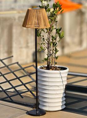 新款中式太庭阳能充电落地灯外灯藤编落地灯别墅院防水花园72542