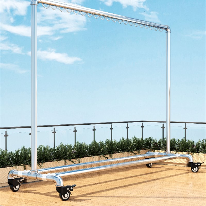 粗体镀锌钢管晾衣架落地阳台卧室衣L架简易家用棉被水管