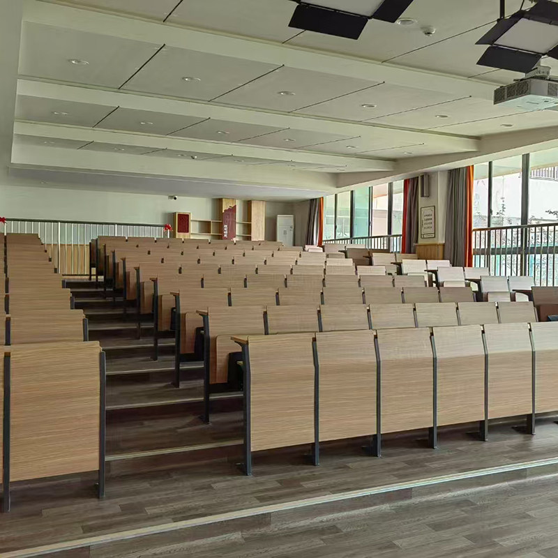 大学校阶梯教室排椅多媒体联排折叠课桌椅报告厅会议翻板培训椅子