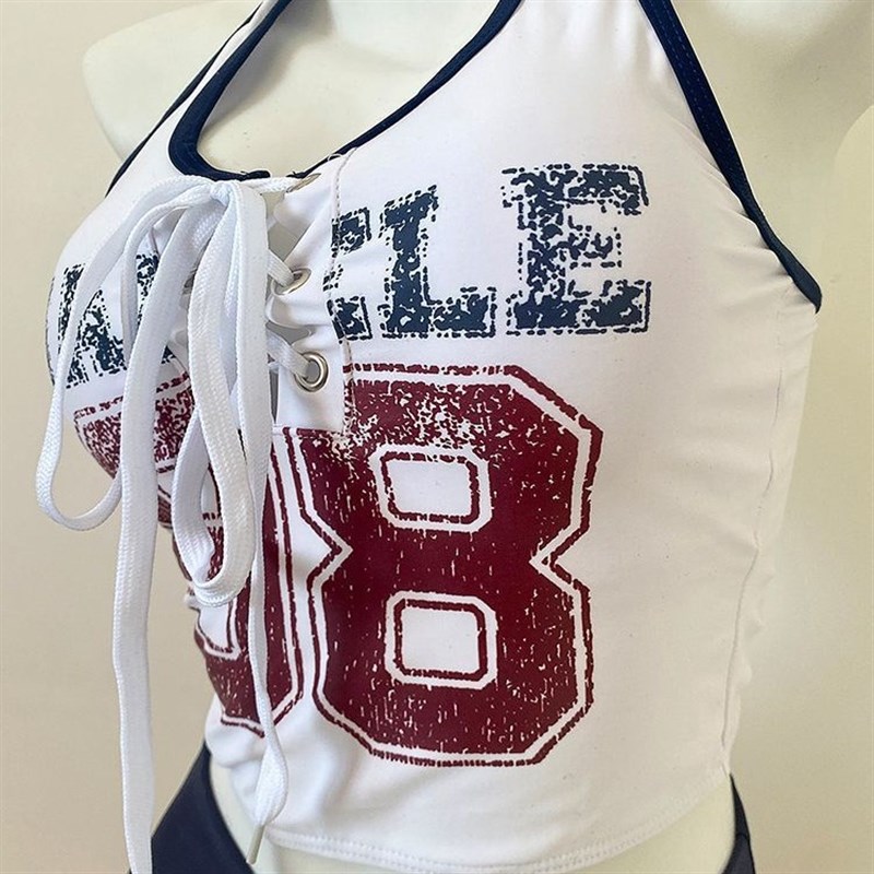 运动风分体泳衣女平角泳裤小胸聚拢带胸垫学生辣妹泡温泉游泳装