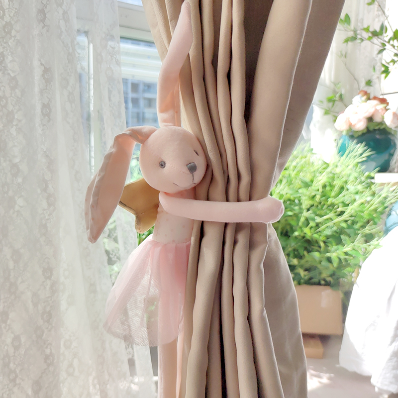 天使的翅膀卡通网红窗帘扣磁吸毛绒玩具绳子绑带挂钩固定器束带