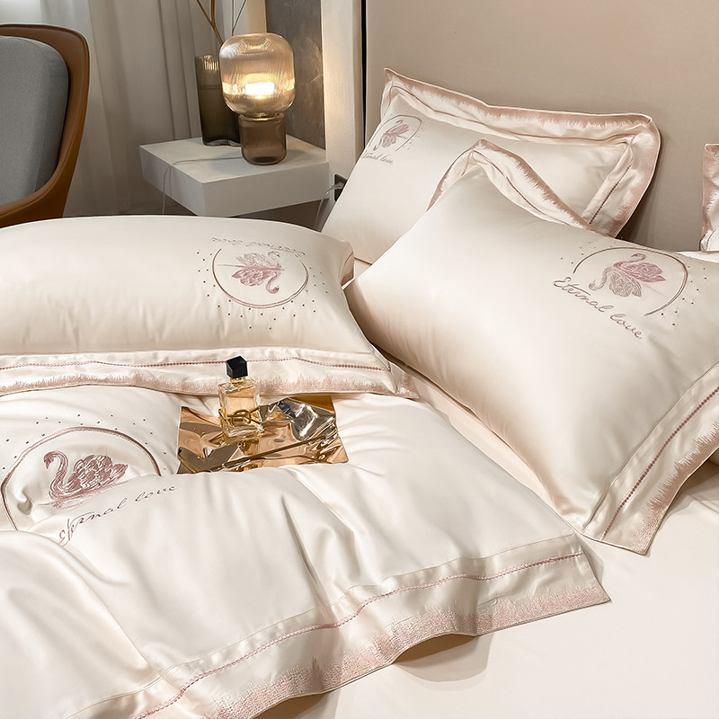 A类高档200支长绒棉四件套纯棉全棉100床单笠被套高级感床上用品4