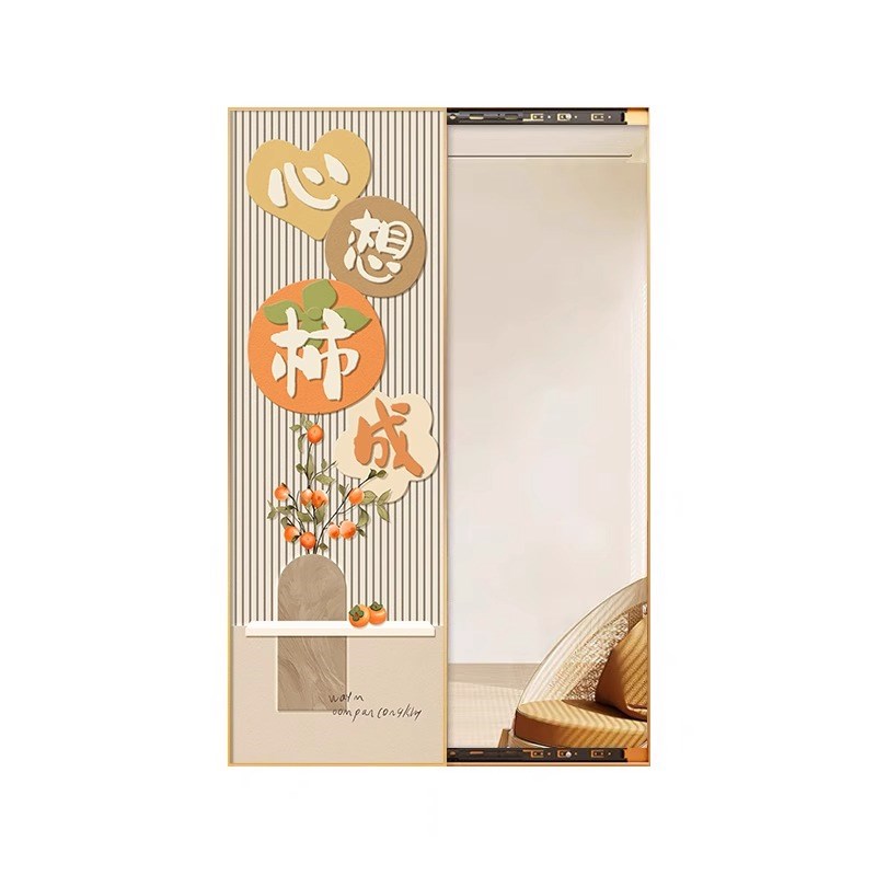 全身镜试衣镜客厅玄关画穿衣镜壁画装饰画隐藏式推拉可画镜子定制图片