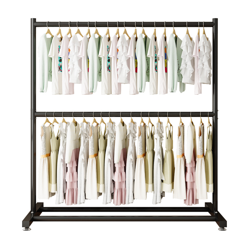 双层晾衣架落地折叠室内晒衣架阳台卧室挂衣架子家用简易衣帽架
