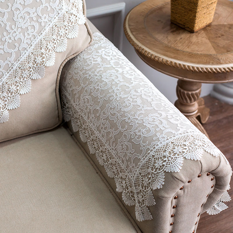 欧式蕾丝沙发巾靠背巾扶手巾沙发盖布白色防尘沙发套罩搭巾后背巾