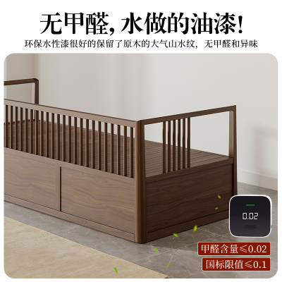 新中式罗汉牀带抽屉箱体实木推拉牀摺叠两用小户型可伸缩沙发牀塌