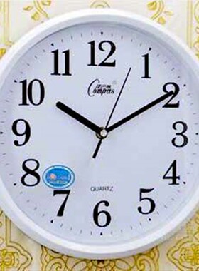 白色 简约挂钟客厅 卧室挂墙上超静音无声时钟表 看时间大挂表 Z