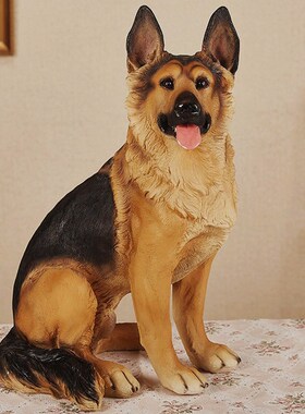 看门狗摆件落地仿真德牧雕t塑客厅假狗阿尔萨斯犬玄关招财狼狗模