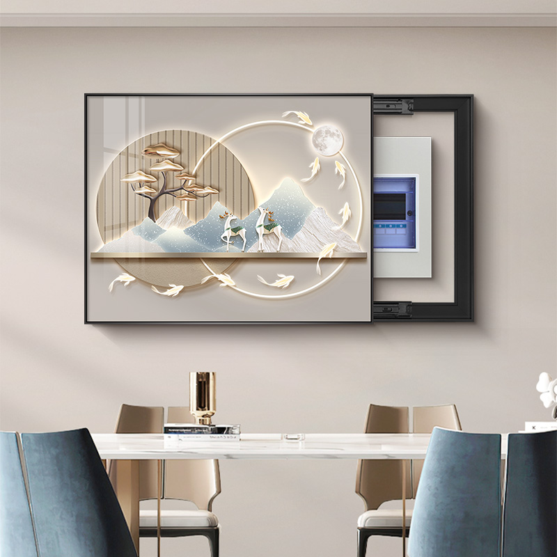 电表箱装饰画现代简约总闸开关免打孔配电箱电闸箱遮挡挂画空开箱