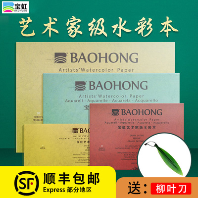 宝虹艺术家级水彩本水彩纸300g细纹中粗粗纹保定16k8k4K棉浆全棉