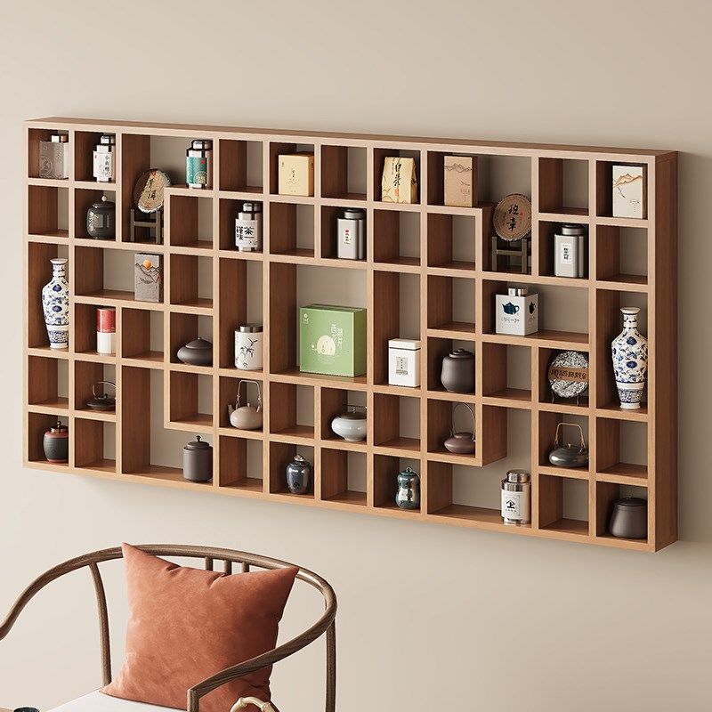 定制实木格子架墙上置物架壁挂收纳柜茶壶茶杯展示架多宝阁博古架,住宅家具,多宝格/博古架,淘宝优惠券,粉丝福利购,淘宝优惠卷