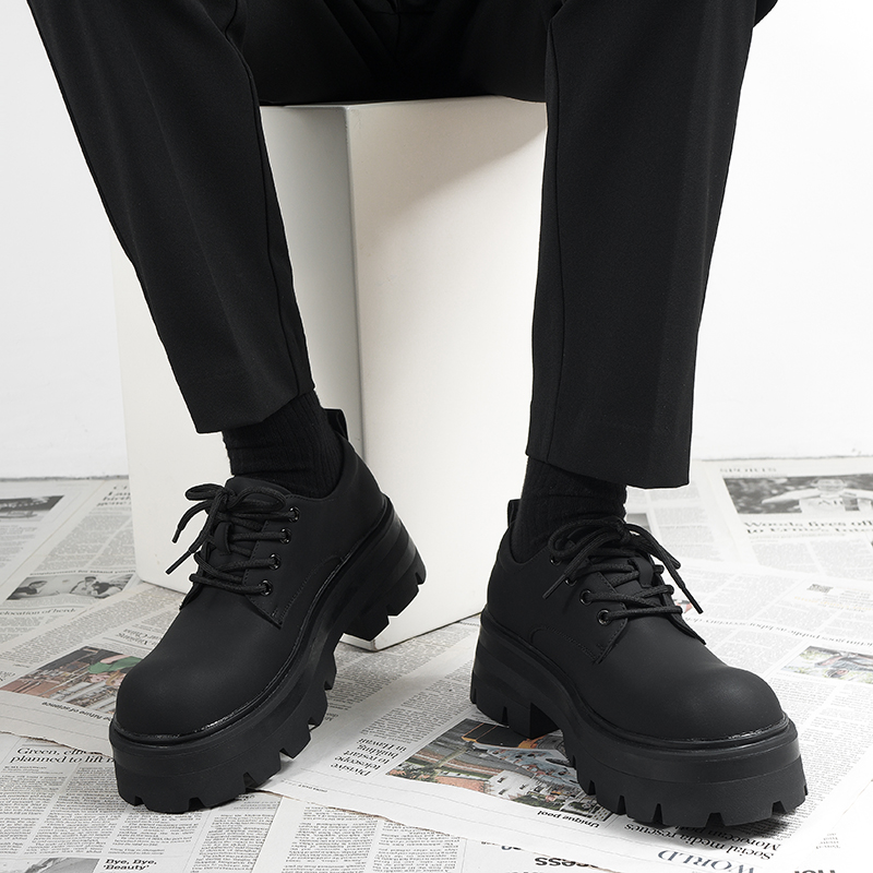 厚底增高鞋子德比鞋男款新款哑光高级感男士休闲黑色英伦风小皮鞋