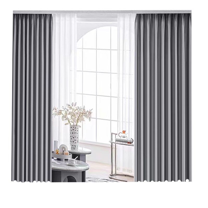 现代简约纯色加厚全遮光隔热卧室客厅工厂学校酒店办公室窗帘成品
