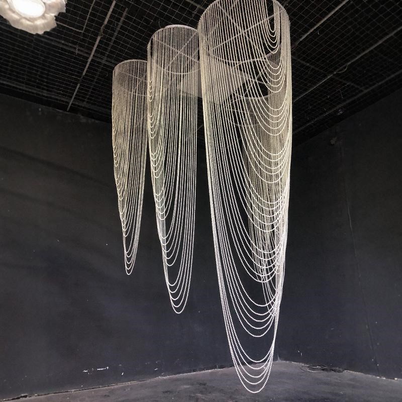 婚庆道具珍珠兰舟圆环韩式波浪珠帘酒店婚礼堂吊顶珍珠链背景装饰