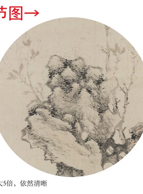明沈周《芝兰玉树》客厅书房茶室装饰画挂画玄关水墨高清卷轴字画