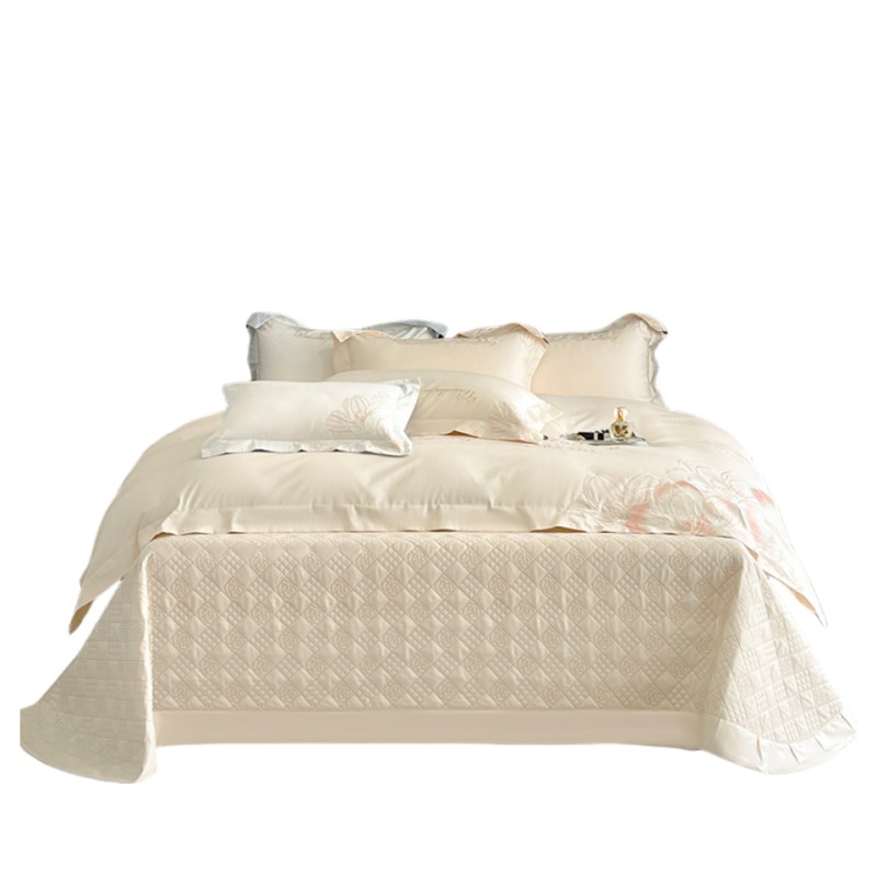 A类母婴级200支夹棉床盖防滑四件套全棉纯棉刺绣被套高档床上用品