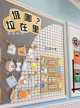 幼儿园教室环创垃圾分类认知区A角区域材料学校文化布置装饰墙贴
