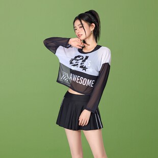 泳装 分体泳衣女2025新款 高级感保守显瘦遮肚游泳馆三件套裙式