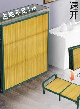 竹床折出叠床人双人家用办公室便硬携午休木HCJ床租房板加固简易