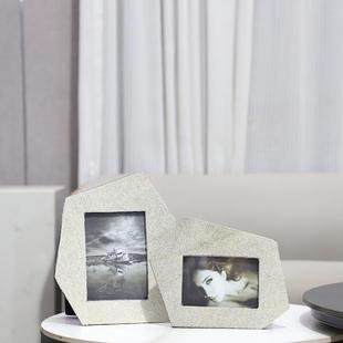 现代简高级感马毛相框艺术装饰摆画件厅卧约室电视1971柜家客居装