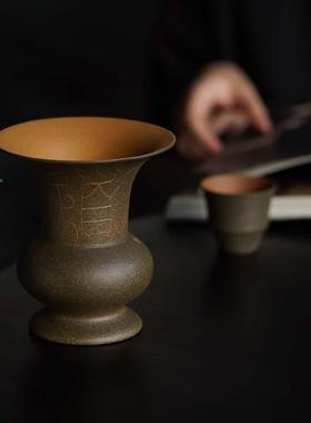 束刻复古纯手工刻水孟建紫砂茶渣大号缸63571功夫茶具配件杯绘水