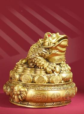 铜金MOE蟾摆财件招聚盆三宝金蝉客厅玄关店铺收足银台乔迁开业礼