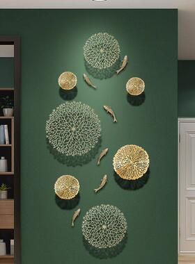 新中户墙式别墅餐沙发背景墙玄关入走廊装饰壁挂墙MYD饰鲤鱼面挂