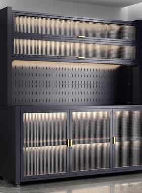 厨房置物架加厚多防尘餐门边储物柜落地层微波炉收纳柜碗柜带JHC