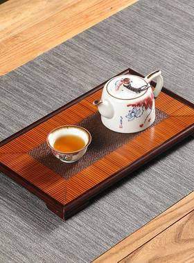 FLW手工竹式茶盘简约干泡台复古中奉制茶盘家用客厅盘竹托茶具茶