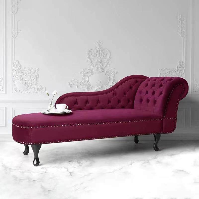 美式沙发贵妃椅拉扣复古风丝艺布户型客厅卧绒室76607美人榻小躺