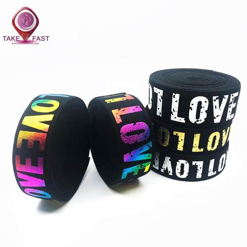 448LO款VE爆龙印花松紧带丝印工艺彩色尼纯色七金银色尼龙带