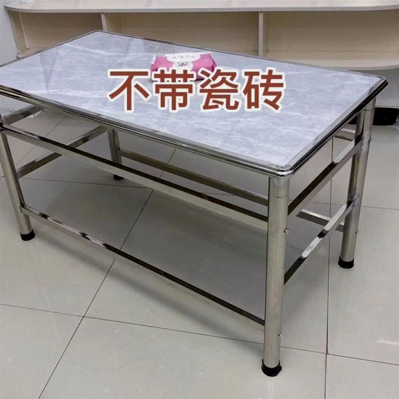 不锈钢方桌子架家用餐桌吃饭学习坚固耐用折叠桌S瓷砖桌架简易桌