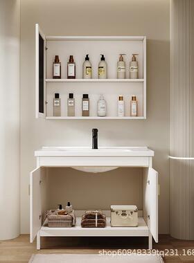 太空铝洗衣柜盆阳台洗衣槽池陶瓷12955一体手台落合地式洗浴室柜