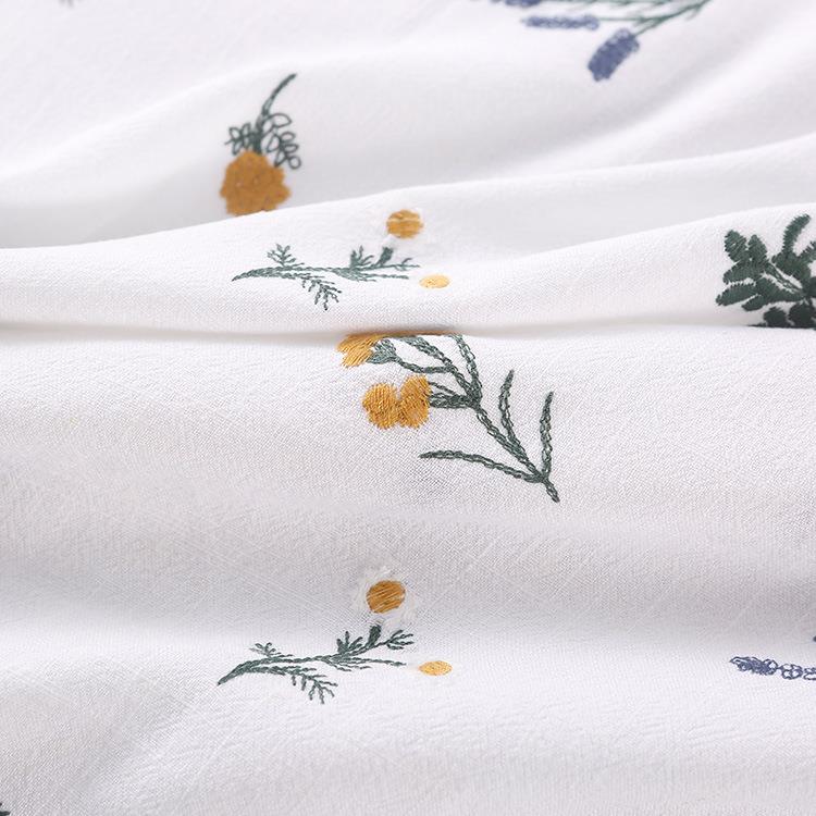 厂家供手应亚麻棉花布植物刺绣旗袍人作箱E15099绣包抱枕靠垫面料