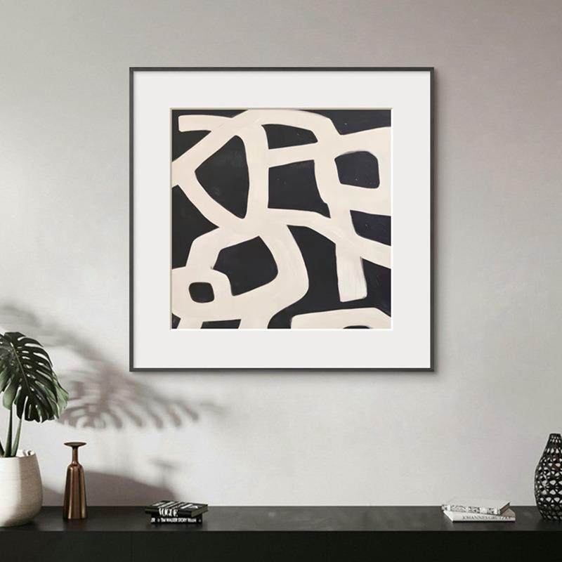 黑白象装饰画简约餐厅客厅背景墙抽挂术小画众艺北欧玄关卡纸抽象