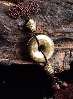 荣堂貔貅诚汽714车挂件高档金石曜平安石扣车内饰黑曜男士车挂吊