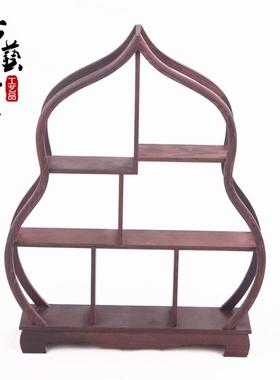 鸡翅木实木LVT具石架小博架古摆件红木多宝格阁紫砂壶架子奇底茶