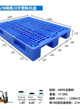 供应网格川字型塑料卡板 塑胶托盘垫仓板 可加钢管上货架塑胶栈板