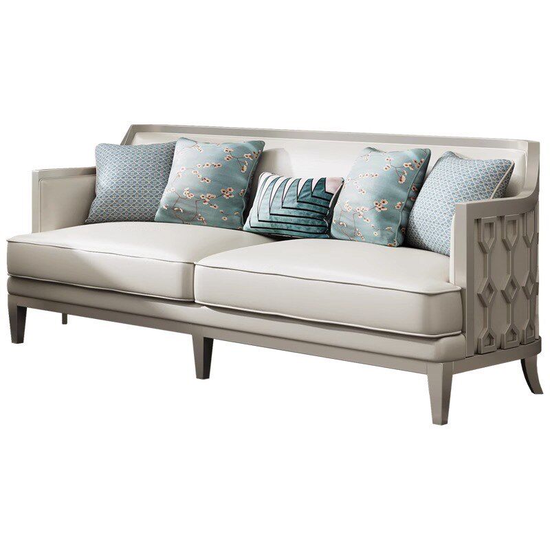 现代简约美式轻奢实木皮艺沙发组合意式法式客厅别墅豪华沙发