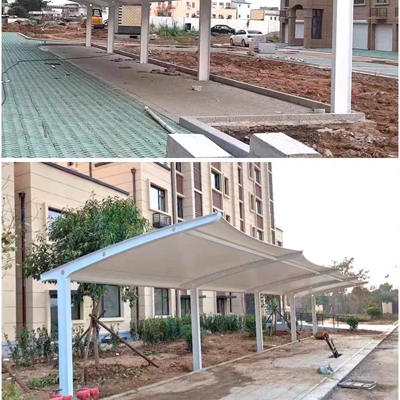 膜结构车棚停车棚充电桩汽车棚张拉膜遮阳雨棚小区自行车棚景观棚