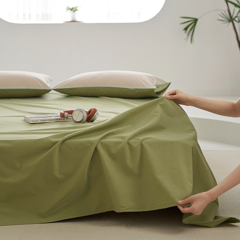 秋冬加厚全棉磨毛单件床单丨大雁纹高级纯棉被单白色纯色1.5m1.8m