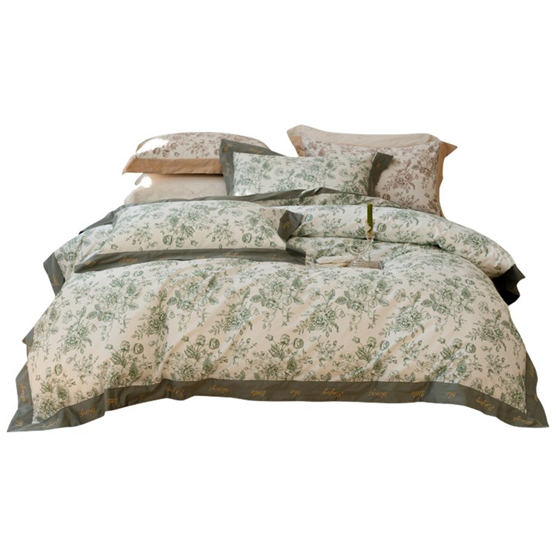 美式100支长绒棉四件套纯棉全棉提花印花被套床单春夏床上用品