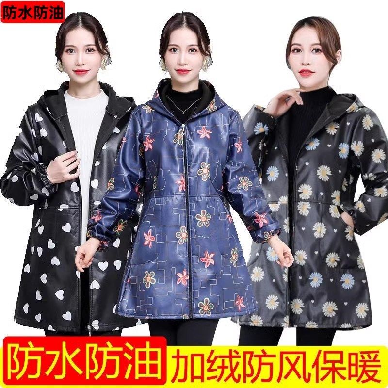 女士上班穿的罩衣小个子短款可外穿加绒加厚冬季围裙可防水工作服
