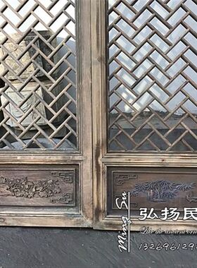仿古门窗实木花格屏风木玄关雕花格屏风隔断茶馆酒店装修特色木门