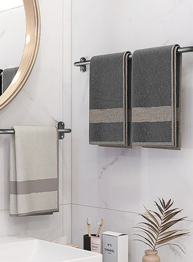 免打孔毛巾杆枪灰色卫生间毛巾挂架浴室单杆厕所毛巾杆挂杆置物架