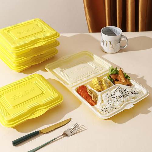 一性格餐盒外卖打包盒可降解连体四玉米盒4格连体淀粉环保可次降