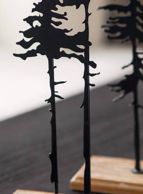 饰欧件式极简风树木造型铁艺桌面摆房客厅书卧室A3135、A氛围感创