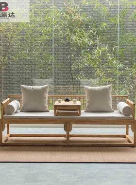 床新中式实木罗汉简榆木躺榻客阳台庭院贵妃榻禅QWF意榻榻约米木